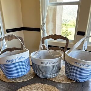 RGI Home Gingham Easter Baskets (3) New Gray & Blue